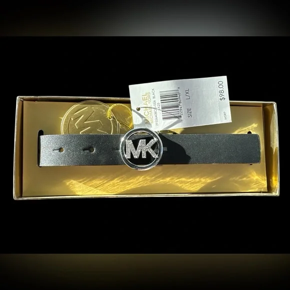 Michael Kors Black Belt with Gold and Silver Accents - Picture 2 of 5